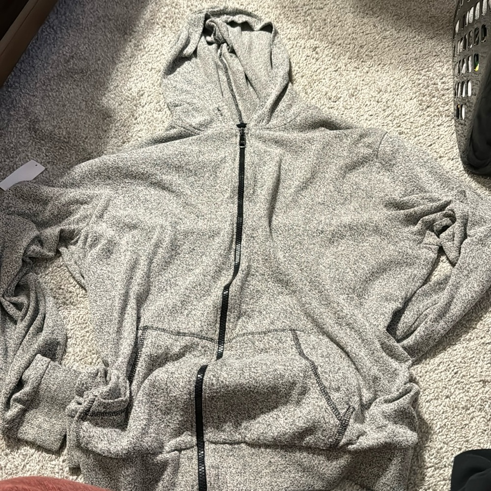 Grey hooded zip up